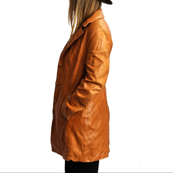 70s leather coat S-M - Picture 3 of 7